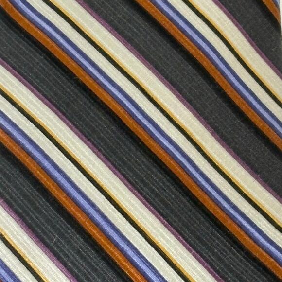 Shore & Singer Hand Made Silk Necktie | Multicolor Diagonal Stripes | EUC - Picture 2 of 7